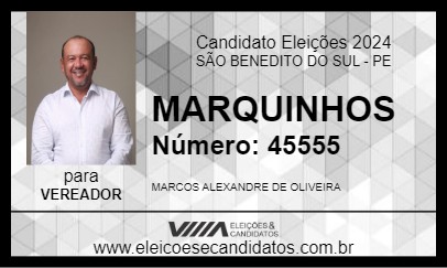 Candidato MARQUINHOS 2024 - SÃO BENEDITO DO SUL - Eleições