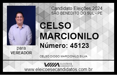 Candidato CELSO MARCIONILO 2024 - SÃO BENEDITO DO SUL - Eleições