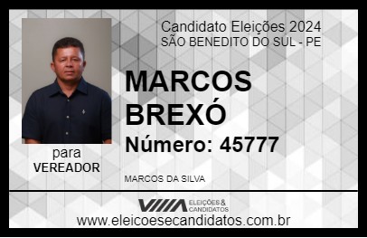 Candidato MARCOS BREXÓ 2024 - SÃO BENEDITO DO SUL - Eleições