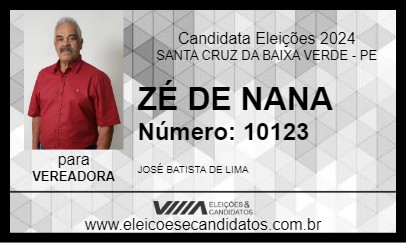 Candidato ZÉ DE NANA 2024 - SANTA CRUZ DA BAIXA VERDE - Eleições