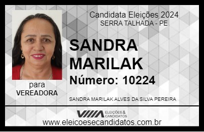 Candidato SANDRA MARILAK 2024 - SERRA TALHADA - Eleições