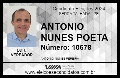 Candidato ANTONIO NUNES POETA 2024 - SERRA TALHADA - Eleições