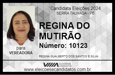 Candidato REGINA DO MUTIRÃO 2024 - SERRA TALHADA - Eleições