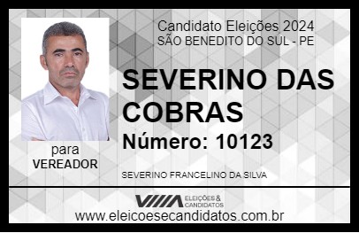 Candidato SEVERINO DAS COBRAS 2024 - SÃO BENEDITO DO SUL - Eleições