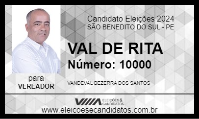 Candidato VAL DE RITA 2024 - SÃO BENEDITO DO SUL - Eleições