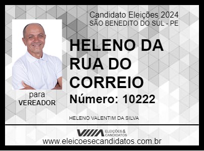 Candidato HELENO DA RUA DO CORREIO 2024 - SÃO BENEDITO DO SUL - Eleições