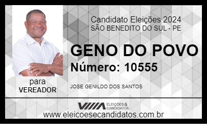 Candidato GENO DO POVO 2024 - SÃO BENEDITO DO SUL - Eleições