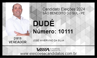 Candidato DUDÉ 2024 - SÃO BENEDITO DO SUL - Eleições