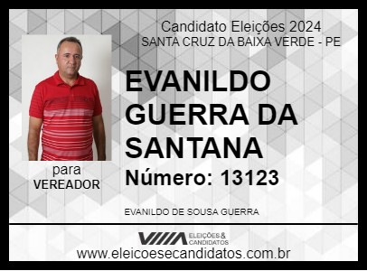 Candidato EVANILDO GUERRA DA SANTANA 2024 - SANTA CRUZ DA BAIXA VERDE - Eleições