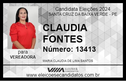 Candidato CLAUDIA FONTES 2024 - SANTA CRUZ DA BAIXA VERDE - Eleições