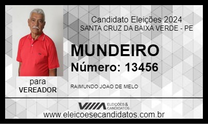 Candidato MUNDEIRO 2024 - SANTA CRUZ DA BAIXA VERDE - Eleições