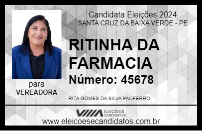 Candidato RITINHA DA FARMACIA 2024 - SANTA CRUZ DA BAIXA VERDE - Eleições