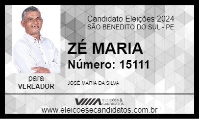 Candidato ZÉ MARIA 2024 - SÃO BENEDITO DO SUL - Eleições