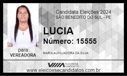 Candidato LUCIA 2024 - SÃO BENEDITO DO SUL - Eleições