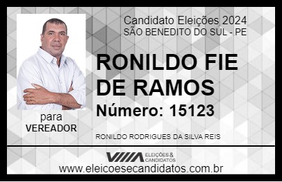 Candidato RONILDO FIE DE RAMOS 2024 - SÃO BENEDITO DO SUL - Eleições