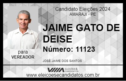 Candidato JAIME GATO DE DEISE 2024 - AMARAJI - Eleições