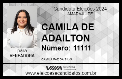 Candidato CAMILA DE ADAILTON 2024 - AMARAJI - Eleições