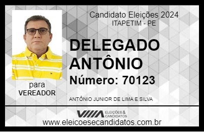 Candidato DELEGADO ANTÔNIO 2024 - ITAPETIM - Eleições