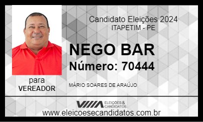 Candidato NEGO BAR 2024 - ITAPETIM - Eleições