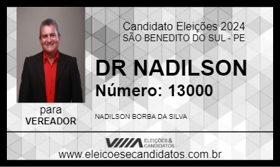 Candidato DR NADILSON 2024 - SÃO BENEDITO DO SUL - Eleições