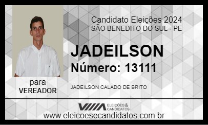 Candidato JADEILSON 2024 - SÃO BENEDITO DO SUL - Eleições