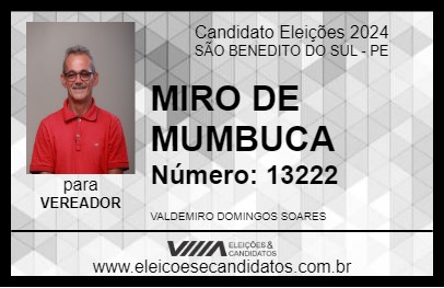 Candidato MIRO DE MUMBUCA 2024 - SÃO BENEDITO DO SUL - Eleições