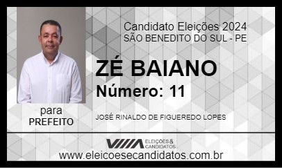 Candidato ZÉ BAIANO 2024 - SÃO BENEDITO DO SUL - Eleições