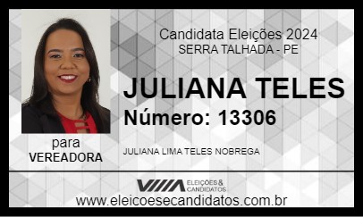 Candidato JULIANA TELES 2024 - SERRA TALHADA - Eleições