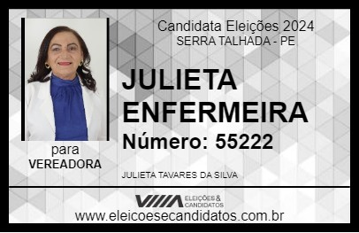 Candidato JULIETA ENFERMEIRA 2024 - SERRA TALHADA - Eleições