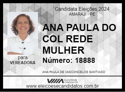 Candidato ANA PAULA DO COL REDE MULHER 2024 - AMARAJI - Eleições