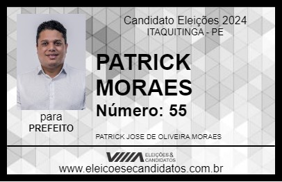 Candidato PATRICK MORAES 2024 - ITAQUITINGA - Eleições