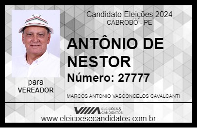 Candidato ANTÔNIO DE NESTOR 2024 - CABROBÓ - Eleições