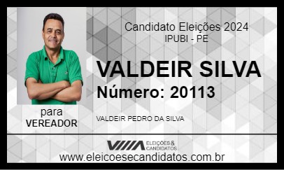 Candidato VALDEIR SILVA 2024 - IPUBI - Eleições