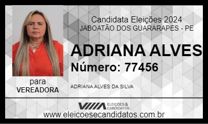 Candidato ADRIANA ALVES 2024 - JABOATÃO DOS GUARARAPES - Eleições