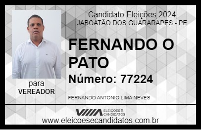 Candidato FERNANDO  O PATO  2024 - JABOATÃO DOS GUARARAPES - Eleições