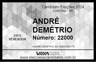 Candidato ANDRÉ DEMÉTRIO 2024 - CARPINA - Eleições