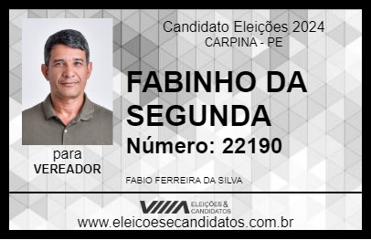 Candidato FABINHO DA SEGUNDA 2024 - CARPINA - Eleições