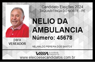 Candidato NELIO DA AMBULANCIA 2024 - TAQUARITINGA DO NORTE - Eleições