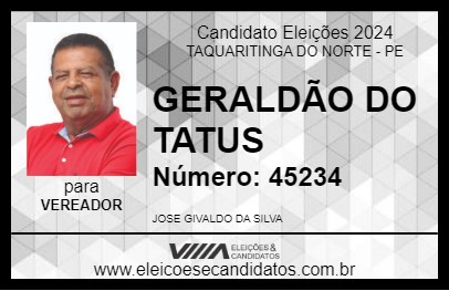 Candidato GERALDÃO DO TATUS 2024 - TAQUARITINGA DO NORTE - Eleições