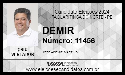 Candidato DEMIR 2024 - TAQUARITINGA DO NORTE - Eleições