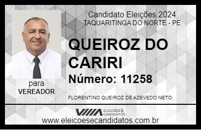 Candidato QUEIROZ DO CARIRI 2024 - TAQUARITINGA DO NORTE - Eleições