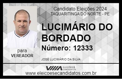 Candidato LUCIMÁRIO DO BORDADO 2024 - TAQUARITINGA DO NORTE - Eleições