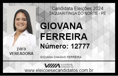 Candidato GIOVANA FERREIRA 2024 - TAQUARITINGA DO NORTE - Eleições