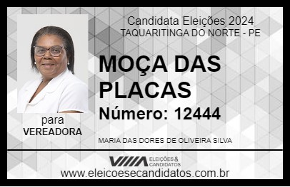 Candidato MOÇA DAS PLACAS 2024 - TAQUARITINGA DO NORTE - Eleições