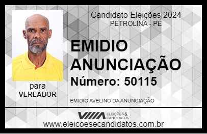 Candidato EMIDIO ANUNCIAÇÃO 2024 - PETROLINA - Eleições