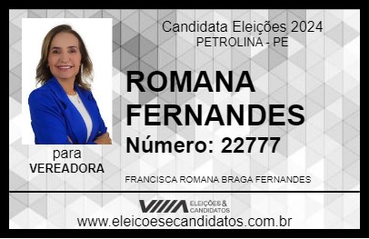 Candidato ROMANA FERNANDES  2024 - PETROLINA - Eleições