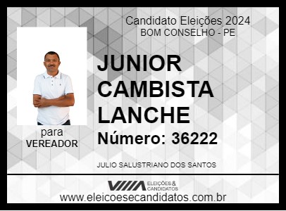 Candidato JUNIOR CAMBISTA LANCHE 2024 - BOM CONSELHO - Eleições