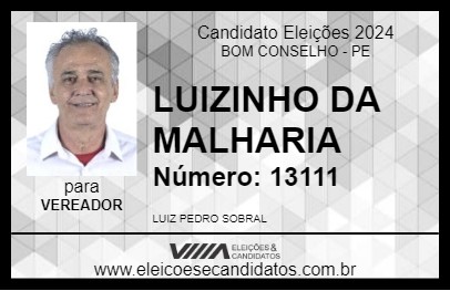 Candidato LUIZINHO DA MALHARIA 2024 - BOM CONSELHO - Eleições