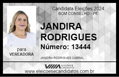 Candidato JANDIRA RODRIGUES 2024 - BOM CONSELHO - Eleições