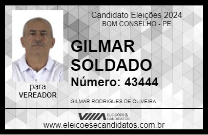 Candidato GILMAR SOLDADO 2024 - BOM CONSELHO - Eleições